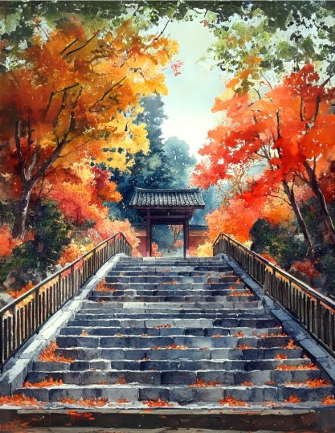 円覚寺の紅葉階段