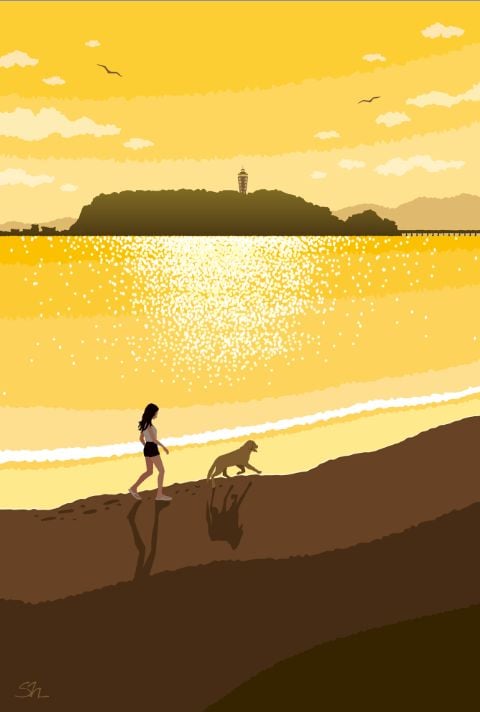 湘南ランドスケープ 15:七里ヶ浜、黄金色の散歩道